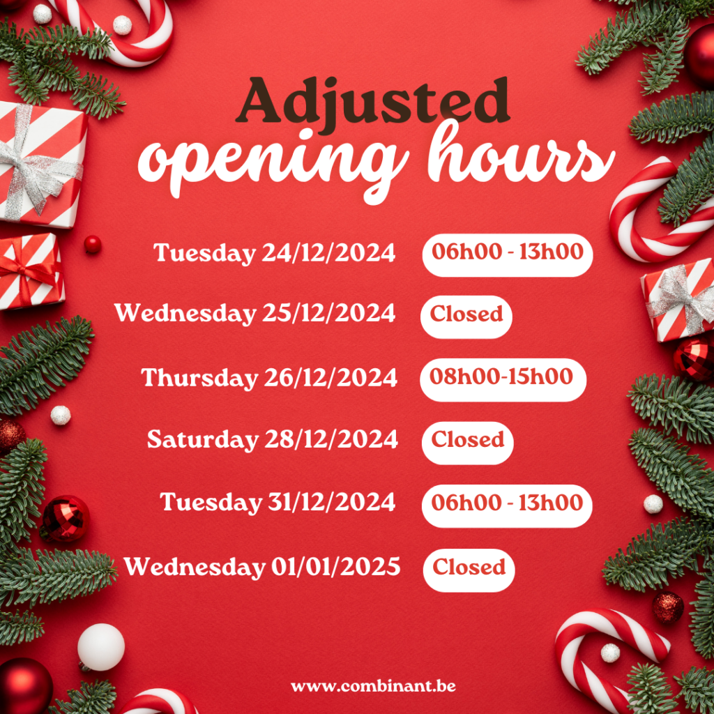 Adjusted opening hours holiday period